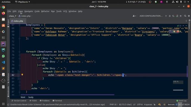 PHP Bangla Tutorial| Web Development | Class 7 | Foreach Loop смотреть онлайн