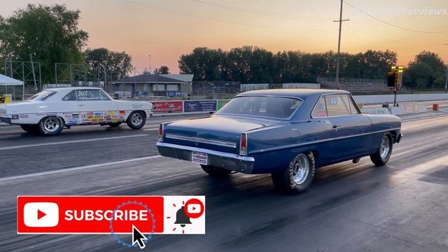Wheels UP F/Stock 1966 Chevy II Nova 327 4-speed Showdown! Dave Walther vs Bill Sempsrott NHRA Stoc смотреть онлайн