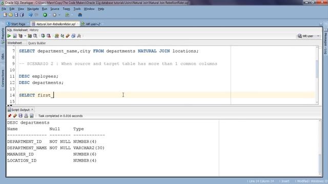 SQL tutorial 24 :SQLJoins- Natural Join With ON and USING clause By Manish/Rebellionrider смотреть онлайн