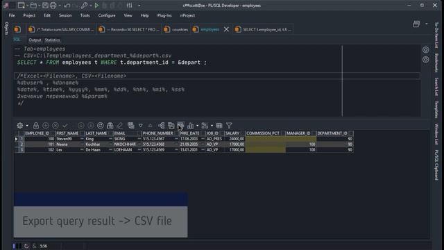 PLSQL Developer 3.6 Директивы окна sql и специальная вставка смотреть онлайн