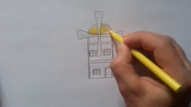 Дом мельница, как нарисовать, фломастерами. смотреть онлайн