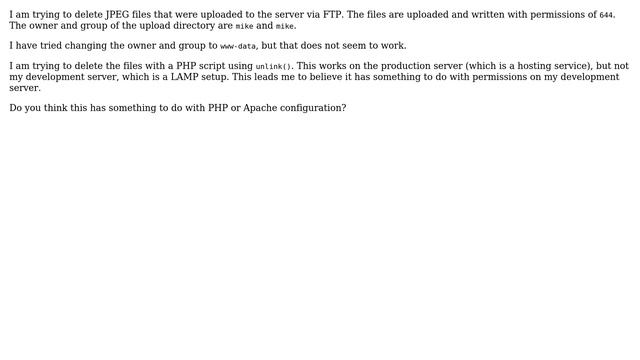 DevOps & SysAdmins: Not able to delete file from server with permissions of 644 via PHP script смотреть онлайн