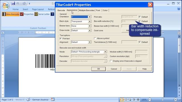 Print Bar Codes with Word 2007 and TBarCode SDK смотреть онлайн