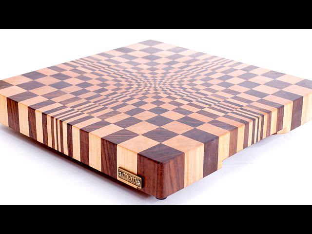 3D end grain cutting board #1 to make with the use of 13" planer. Free plans. смотреть онлайн