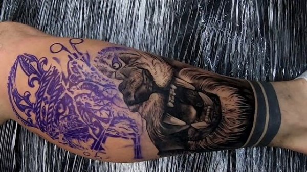 REALISTIC LION TATTOO TIME LAPSE - BJtattoostudio