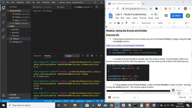 Node Fundamentals l (Lab Solutions, - Event Emitters, Modules) смотреть онлайн