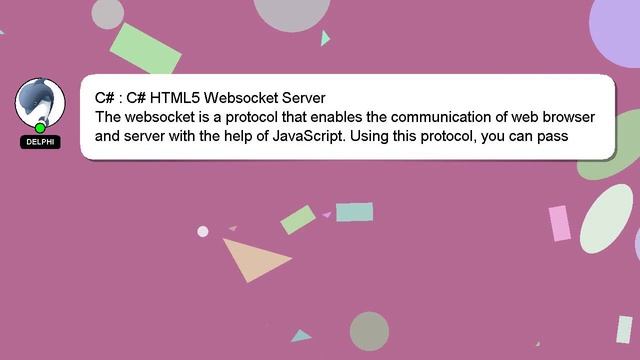 C# : C# HTML5 Websocket Server смотреть онлайн