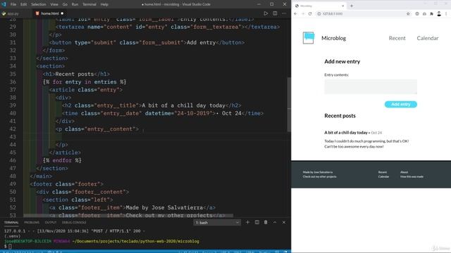 07 - Backend Development with Flask - 010 Displaying past entries in the Microblog project смотреть онлайн