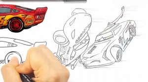 Compilation CARS 3 McQueen Crash, Jackson Storm Cruz Chick Hicks Drawing Coloring Pages Tim Tim TV
