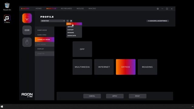 AGON by AOC  G-Menu Tutorial - How to create and share your Profile