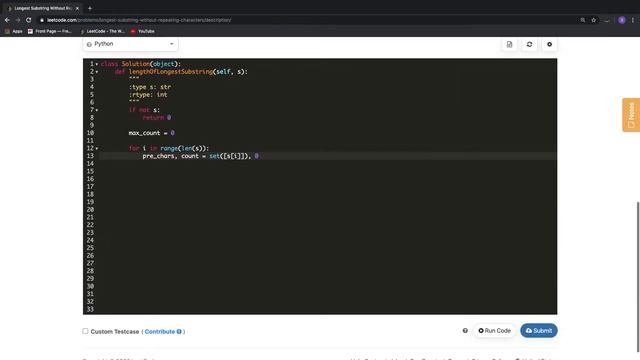 Leetcode 3 Longest Substring Without Repeating Characters in python смотреть онлайн