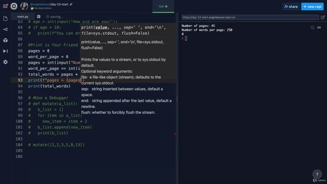 Udemy - 100 Days of Code: The Complete Python Pro Bootcamp Ang5 Squash bugs with a print() Statement смотреть онлайн