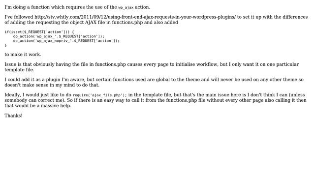 Wordpress: Adding wp_ajax to a theme outside functions.php (on specific template page) смотреть онлайн