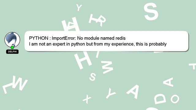 PYTHON : ImportError: No module named redis смотреть онлайн