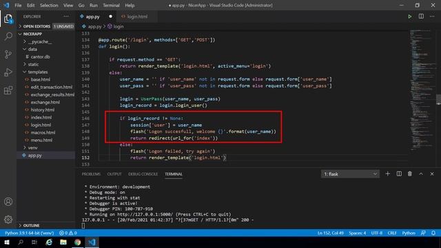 Kurs Python i Flask - tworzenie aplikacji webowych - Sesja w akcji – logowanie użytkownika смотреть онлайн