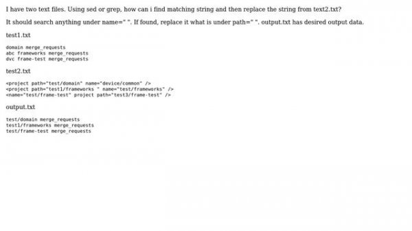 Unix & Linux: search string using grep or sed from two files