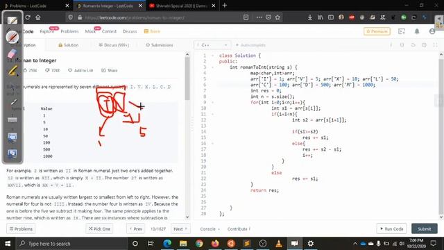Roman to Integer | Leetcode 13 | C++ смотреть онлайн