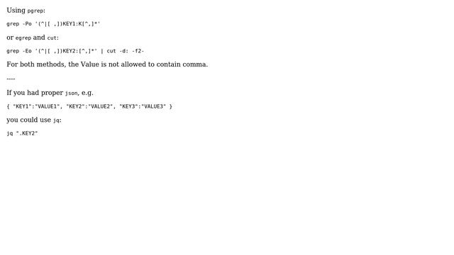 Unix & Linux: Grep value of a specific key from a String, concatenated of key : value pairs смотреть онлайн