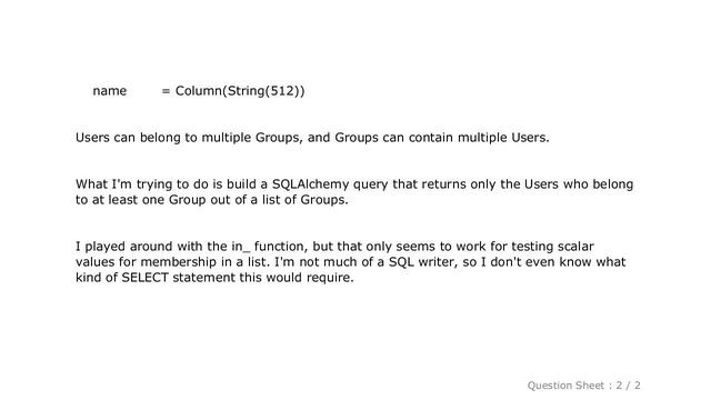 MySQL : SQLAlchemy: filter by membership in at least one many-to-many related table смотреть онлайн