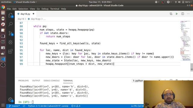 Joel Grus - Advent of Livecoding 2019 - Day 18 - Part 1 смотреть онлайн