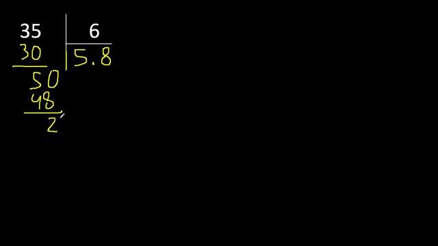 Dividir 35 entre 6 , division inexacta con resultado decimal . Como se dividen 2 numeros смотреть онлайн