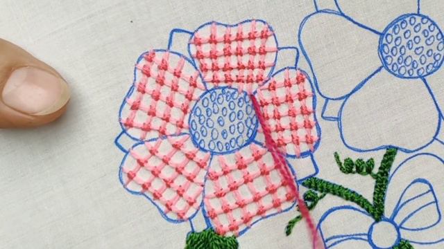 Lovely Pink Colour Flowers Embroidery Design - Hand Embroidery - Embroidery For Beginners