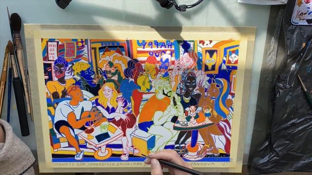 Colouring a Live Sketch done at Montys Bar, Bricklane, Shoreditch, LDN, UK, ‘21 смотреть онлайн