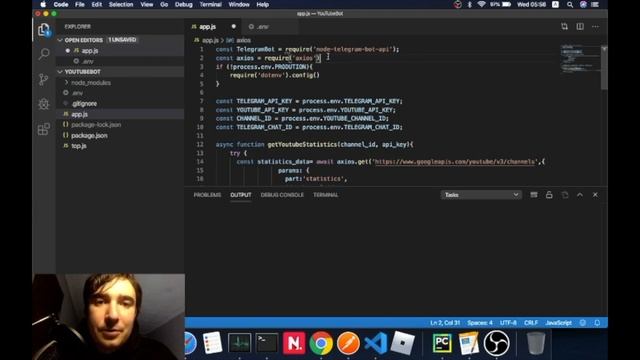 Telegram бот в 30 строк JavaScript кода. Получаем статистику Youtube на Telegram смотреть онлайн
