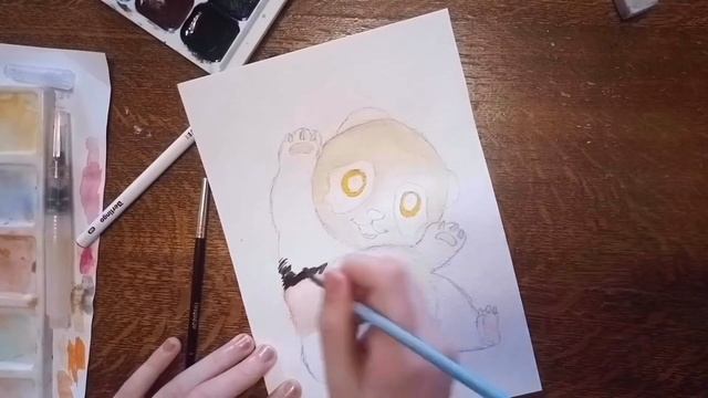 Как нарисовать панду акварелью/How to draw a panda смотреть онлайн