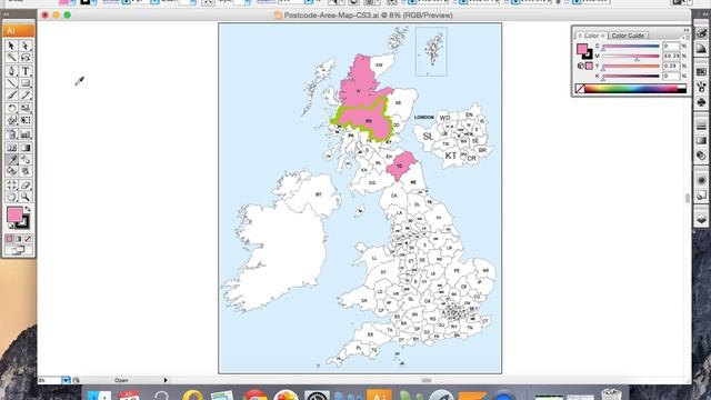 UK Postcode Map Editing with Adobe Illustrator смотреть онлайн