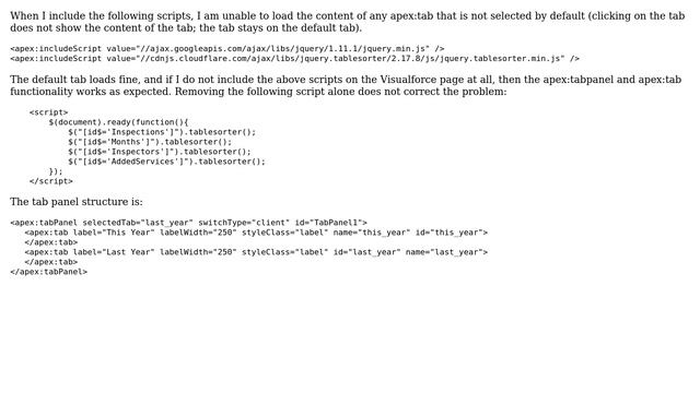 Salesforce: jquery tablesorter with apex:tabs смотреть онлайн