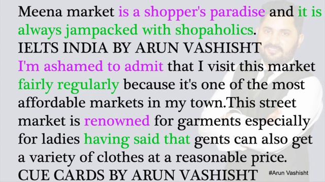 Street Market Cue Card | May to Aug Cue Cards 2021 | ielts India by Arun Vashisht смотреть онлайн
