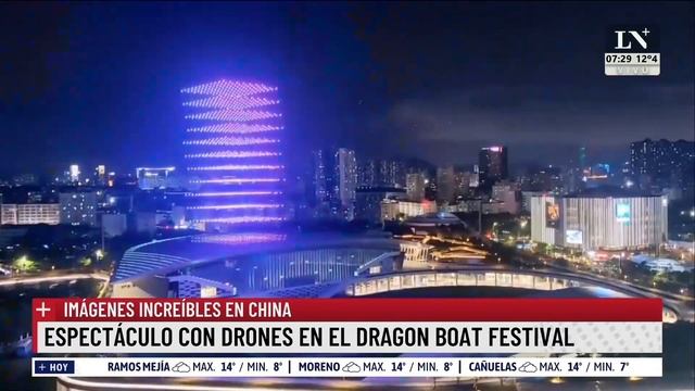 China: espectáculo con drones en el Dragon Boat Festival смотреть онлайн