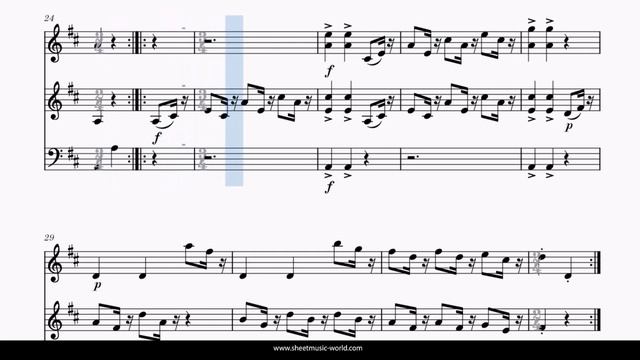 Menuett (WoO9) Violon, Alto Violoncelle - Ludwig Van Beethoven - (Tutorial, Sheets Score)
