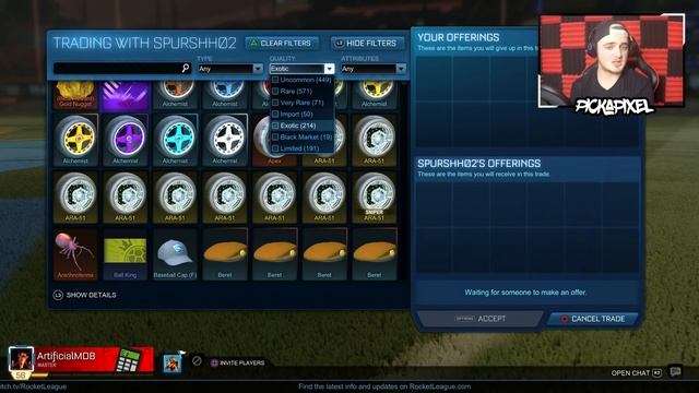BLACK MARKET EPISODE! | Blind Trading With Fans In Rocket League #15 (Thanksgiving Special) смотреть онлайн