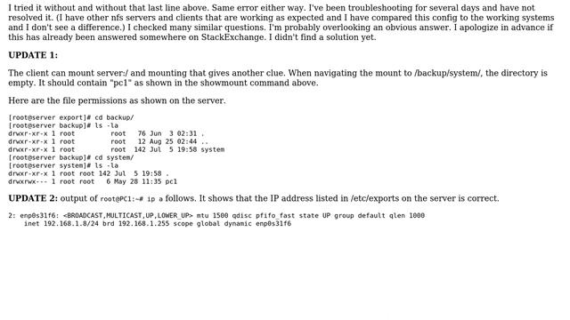 Unix & Linux: nfs mount failed: reason given by server: No such file or directory смотреть онлайн