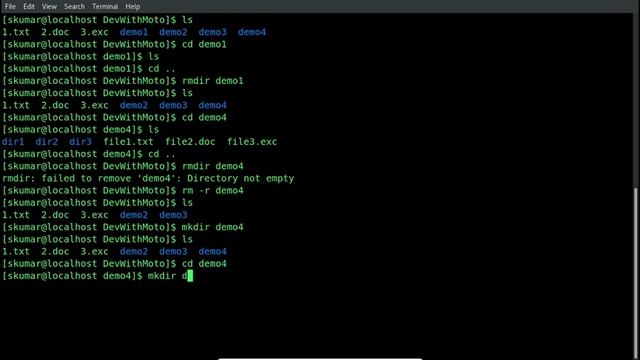 rm/rmdir command in detail on CentOS. #DevWithMoto смотреть онлайн