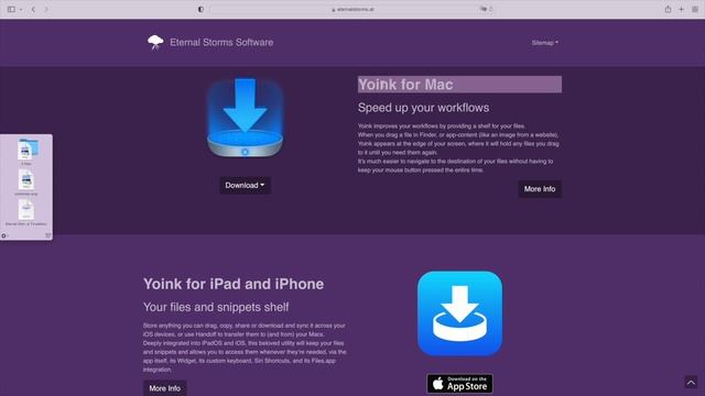 Yoink For Mac - App Preview Video 1 - General Functionality