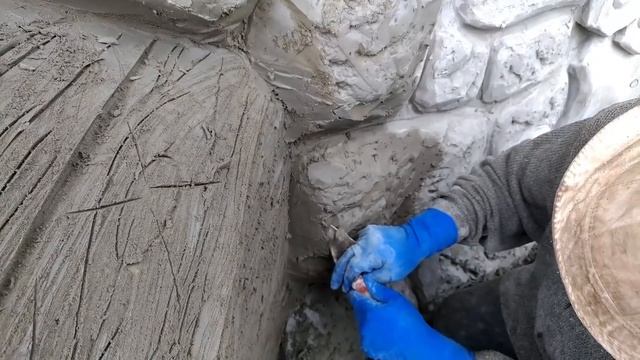 Оформление фасада дома. Декоративная штукатурка в виде деревянного бруса. смотреть онлайн