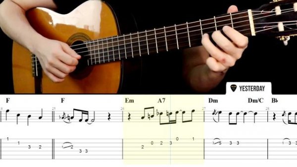 YESTERDAY (The Beatles) Guitar Tabs Tutorial Guitar Cover