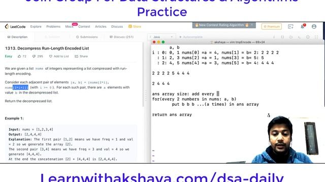 Data Structures And Algorithms Daily Hindi Practice -Q8 Decompress Encoded List In Java Into Array смотреть онлайн