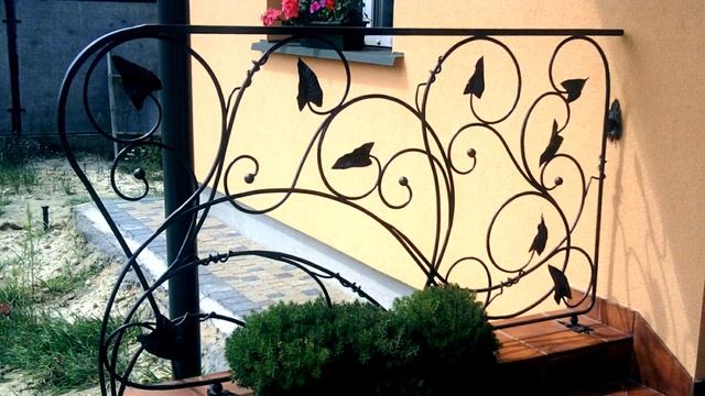 Перила 111 Уличные кованые перила для крыльца ограждение на входе в дом фото Днепропетровск Днепр смотреть онлайн