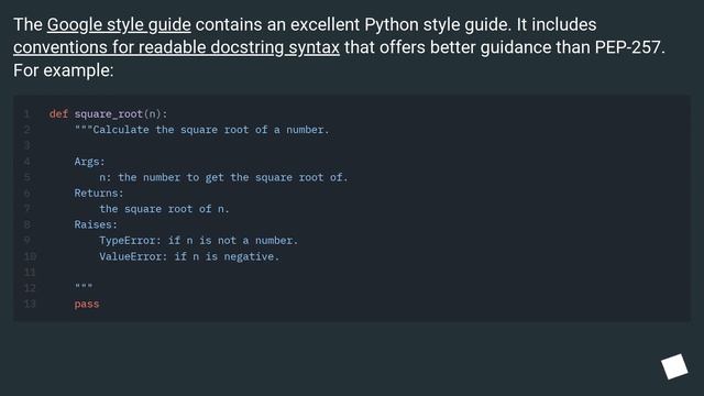 What are the most common Python docstring formats? смотреть онлайн