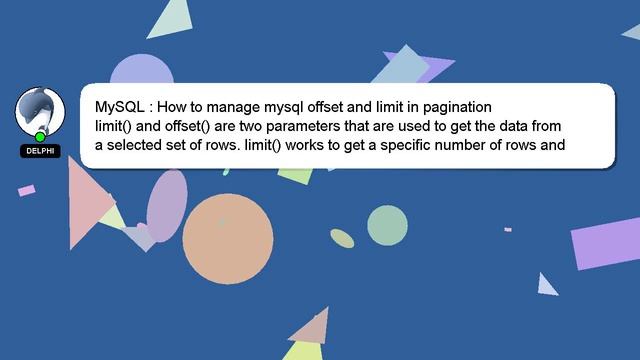 MySQL : How to manage mysql offset and limit in pagination смотреть онлайн