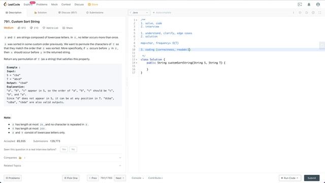 Facebook Coding Interview Question | Leetcode 791 | Custom Sort String смотреть онлайн