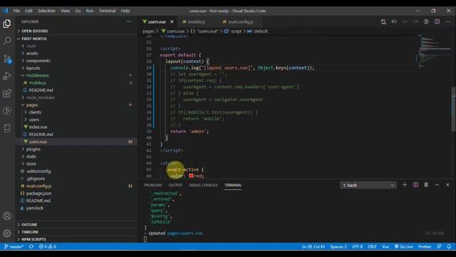 Lập trình NuxtJS - 16 Tìm hiểu về Routes Middlewares смотреть онлайн
