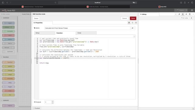 Node-Red: Function Hall Sensor Pulses to km/h смотреть онлайн
