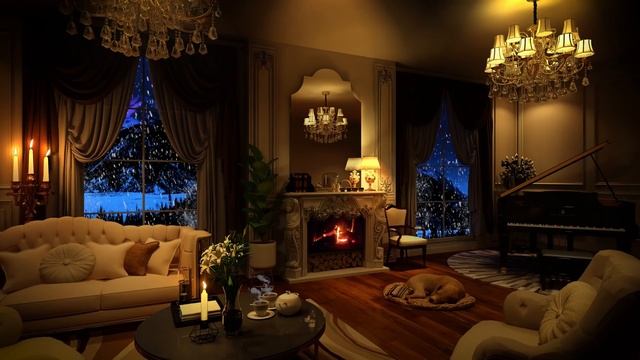 Blizzard Sounds With Piano Music Collection And Crackling Fireplace Sounds For Sleep And Relaxation