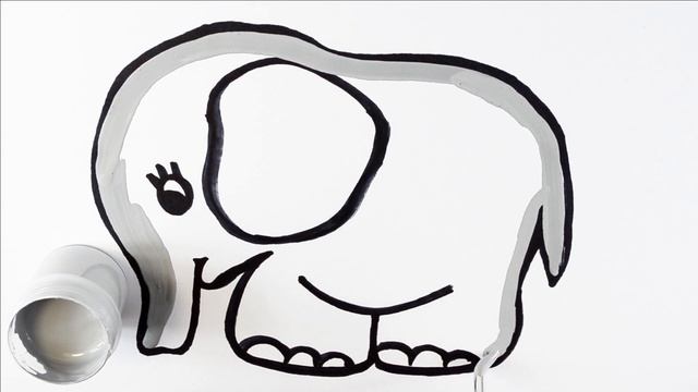 Как нарисовать слона / мультик раскраска слон для детей / учим цвета смотреть онлайн