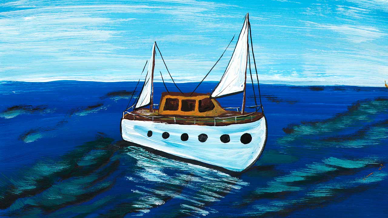 Как нарисовать морской пейзаж легко. Рисуем яхту. Рисуем море гуашью. Правополушарное рисование смотреть онлайн